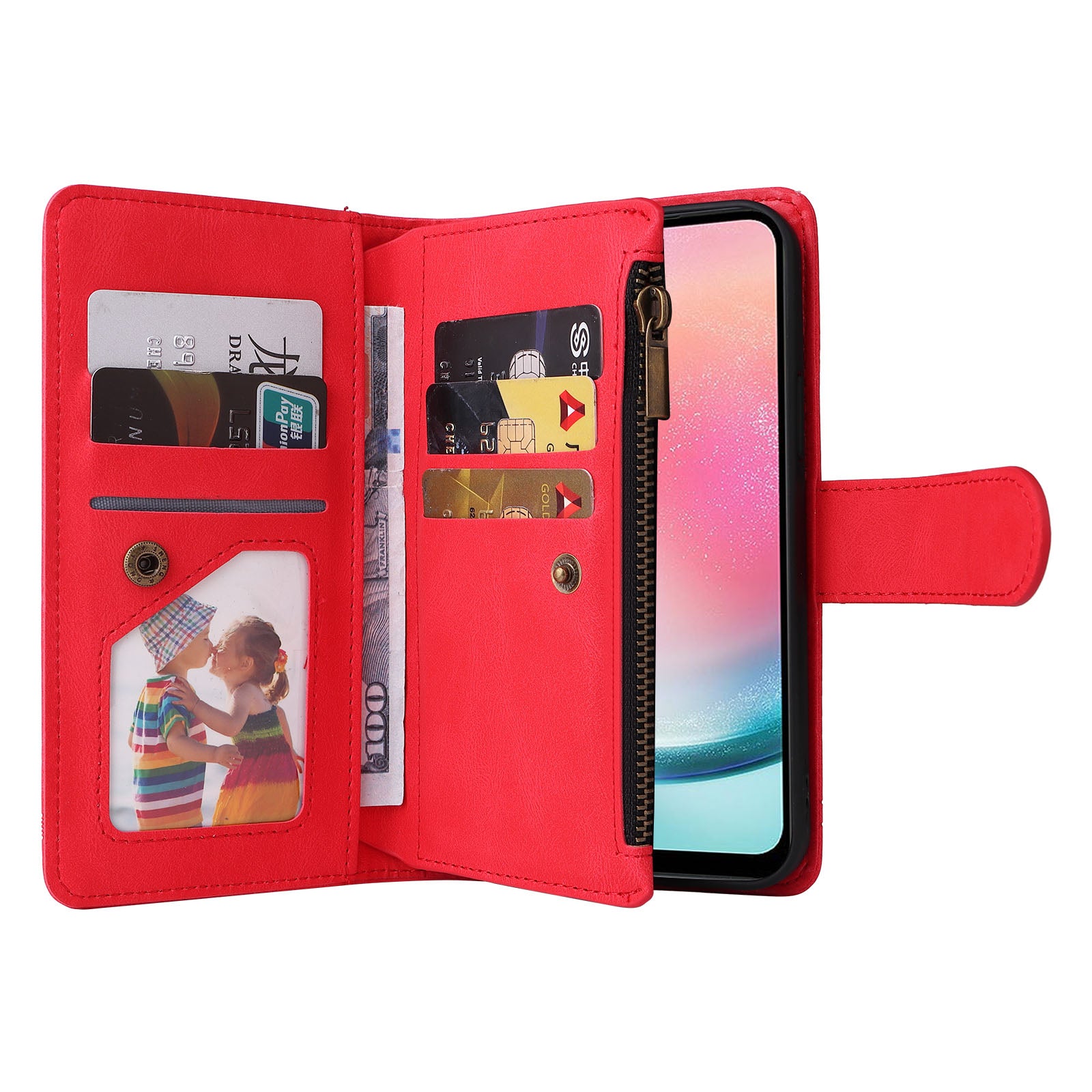For Samsung Galaxy A54 5G Zipper Pocket Skin-touch Leather Case Multiple Card Slots Wallet Stand Phone Cover For Samsung Galaxy A54 5G Zipper Pocket Skin-touch Leather Case Multiple Card Slots Wallet Stand Phone Cover